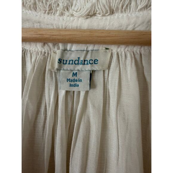 Sundance Catalog Eyelet Flowy White Dress Tassel Boho Poet Sleeve Romantic M - Picture 5 of 6